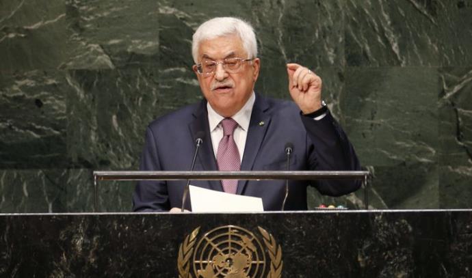 יו"ר הרשות הפלסטינית אבו מאזן נואם באו"ם (צילום: רויטרס)