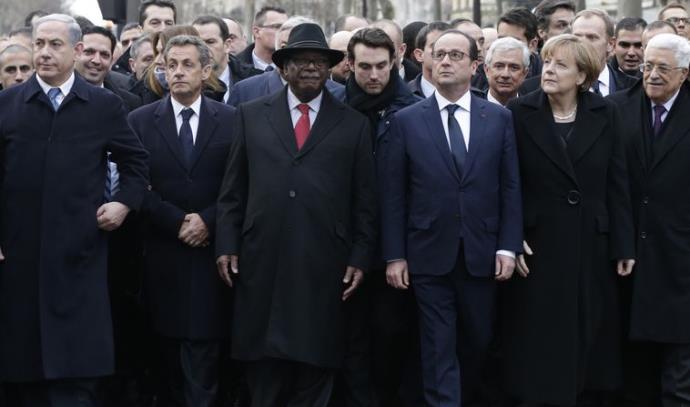 מנהיגי העולם בעצרת בפריז (צילום: רויטרס)