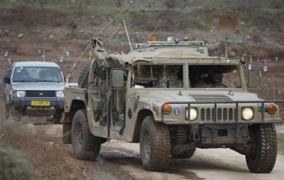 מתיחות בצפון: רכב צבאי באזור החרמון (צילום: פלאש 90)