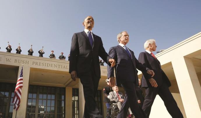 נשיאי ארה"ב קלינטון, בוש הבן ואובמה (צילום: רויטרס)