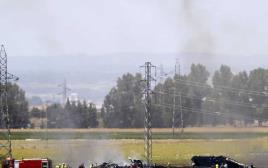 התרסקות מטוס צבאי בספרד (צילום: רויטרס)