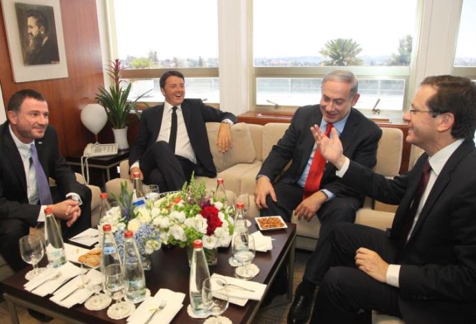 נתניהו, הרצוג, אדלשטיין וראש ממשלת איטליה (צילום:  דוברות הכנסת)