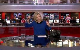 קרול ווקר מסתרקת ב-BBC (צילום: צילום מסך)