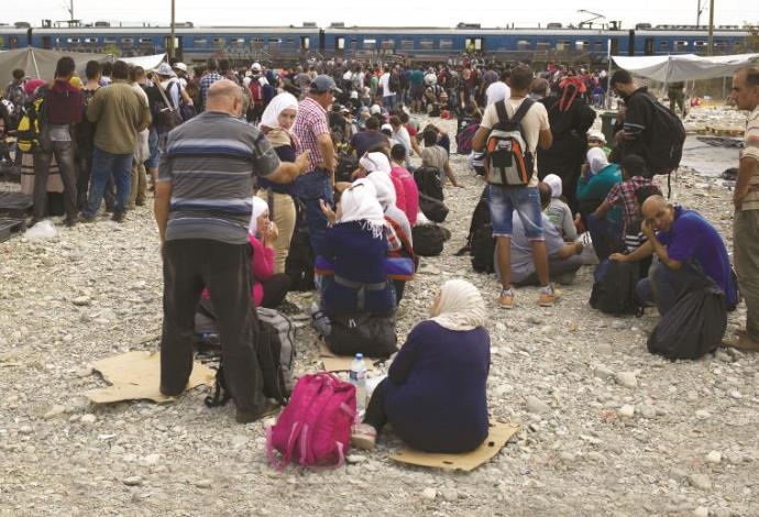 פליטים בגבול מקדוניה (צילום:  רויטרס)