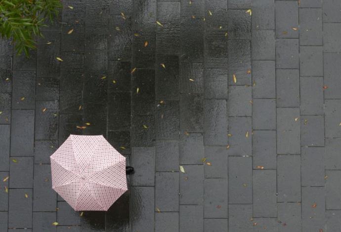 ניר קיפניס, גשם, מטרייה, סתיו (צילום:  מרק ישראל סלם)