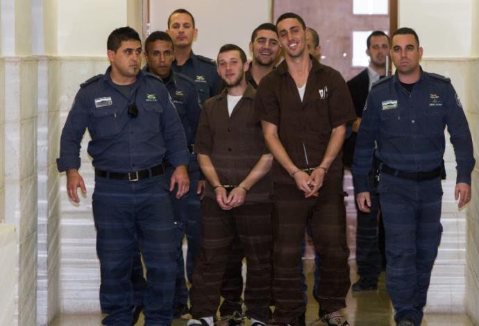 המורשעים בהצתה בבית הספר הדו לשוני בירושלים  (צילום:  יונתן סינדל, פלאש 90)