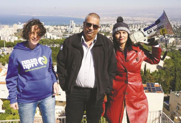 מובילי המאבק בחיפה (צילום:  ערן גילווארג)