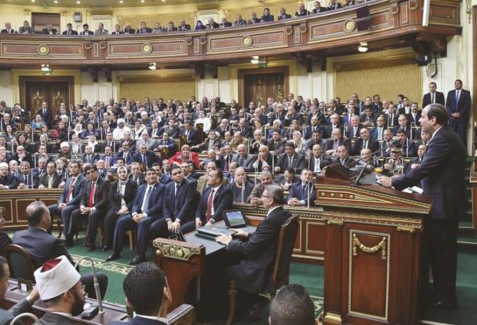 א-סיסי בנאום בפרלמנט המצרי (צילום:  AFP)