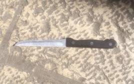 סכין בזירת הפיגוע בשער הגיא (צילום: חטיבת דובר המשטרה)