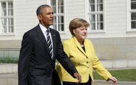 נשיא ארה"ב ברק אובמה וקנצלרית גרמניה אנגלה מרקל בהאנובר (צילום: רויטרס)