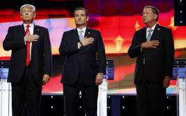 מימין: ג'ון קייסיק, טד קרוז ודונלד טראמפ באחד העימותים ביניהם (צילום: רויטרס)