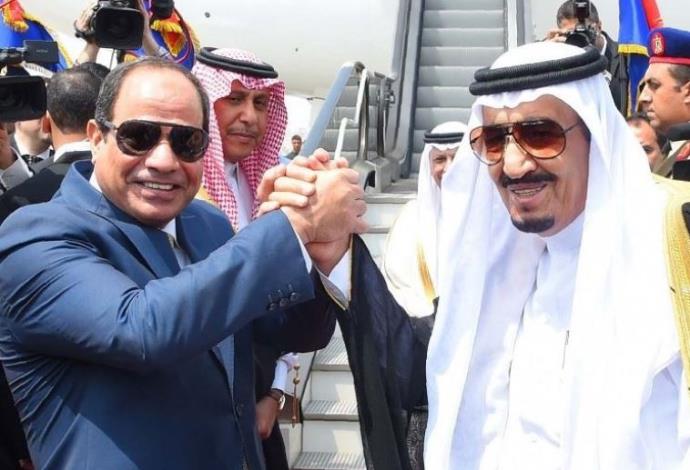 נשיא מצרים א-סיסי ומלך סעודיה סלמן (צילום:  AFP)
