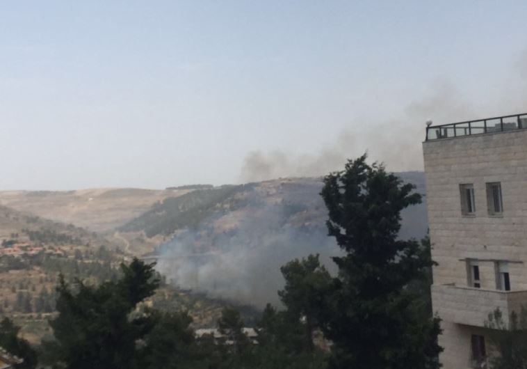 השריפה שפרצה סמוך לשכונת רמוץ. צילום: רשת ״קבוצת העיתונאים רוטרניק״