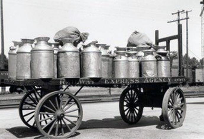 עגלת כדי חלב בשנות ה-30 (צילום:  ארכיון טרה)