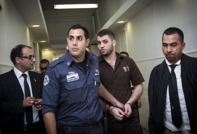 בילאל אבו גאנם בבית המשפט המחוזי בירושלים (צילום:  פלאש 90)