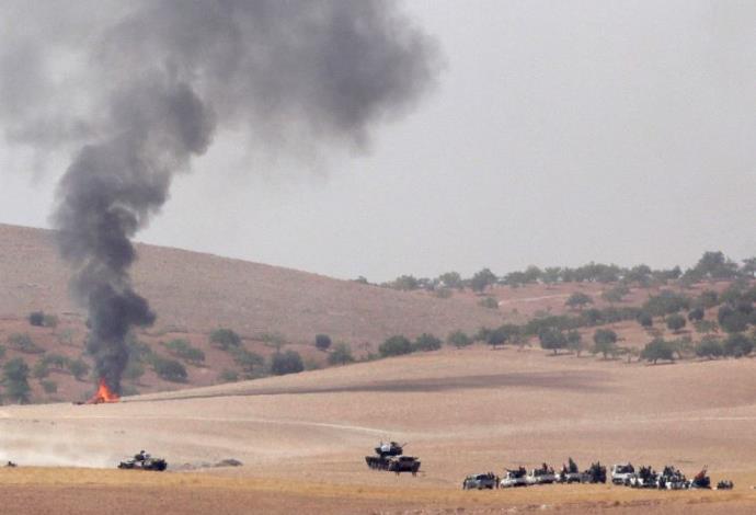טנקים טורקים בפלישה לסוריה (צילום:  רויטרס)