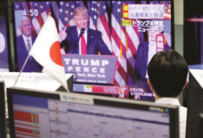 בורסת טוקיו עם ניצחונו של טראמפ (צילום:  רויטרס)