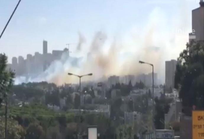 שריפה בחיפה (צילום:  מסך)