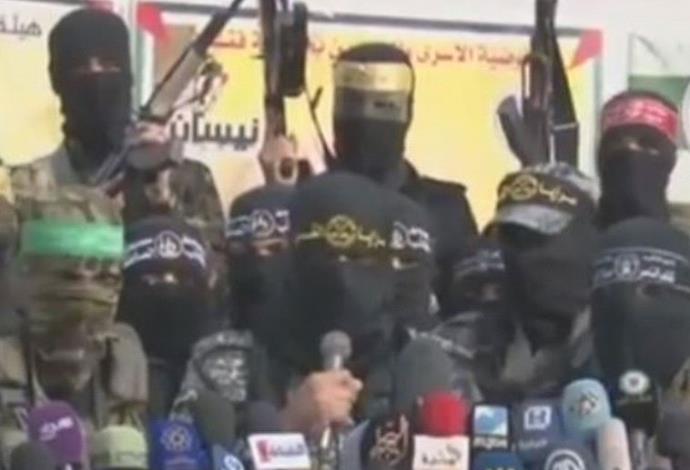 מסיבת עיתונאים של הפלגים הפלסטינים (צילום:  צילום מסך)